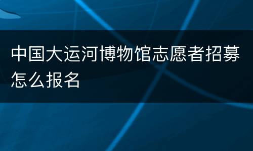 中国大运河博物馆志愿者招募怎么报名