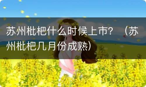苏州枇杷什么时候上市？（苏州枇杷几月份成熟）