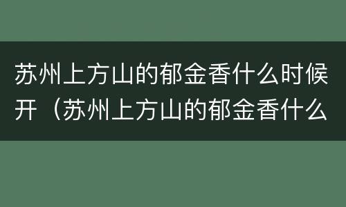 苏州上方山的郁金香什么时候开（苏州上方山的郁金香什么时候开放的）