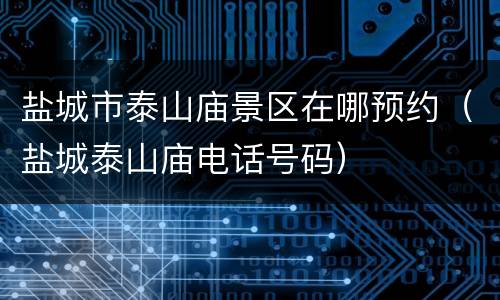 盐城市泰山庙景区在哪预约（盐城泰山庙电话号码）
