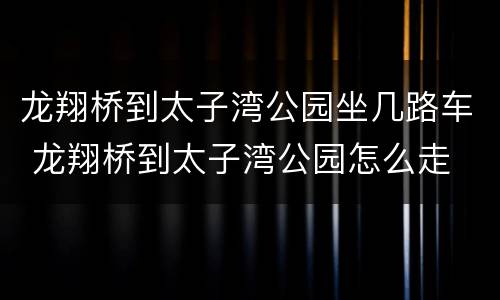 龙翔桥到太子湾公园坐几路车 龙翔桥到太子湾公园怎么走