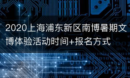 2020上海浦东新区南博暑期文博体验活动时间+报名方式