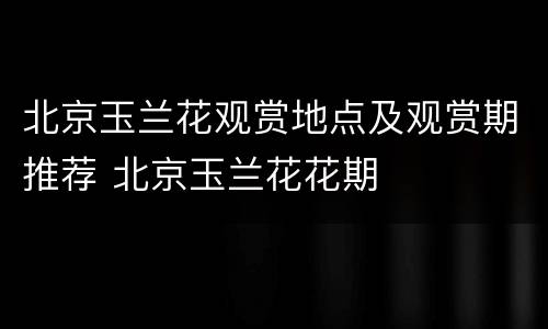 北京玉兰花观赏地点及观赏期推荐 北京玉兰花花期