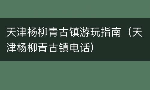 天津杨柳青古镇游玩指南（天津杨柳青古镇电话）