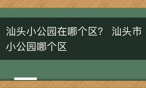 汕头小公园在哪个区？ 汕头市小公园哪个区