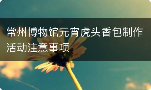 常州博物馆元宵虎头香包制作活动注意事项