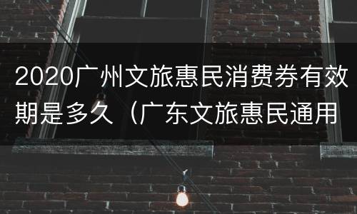 2020广州文旅惠民消费券有效期是多久（广东文旅惠民通用券）