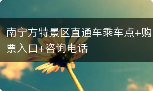 南宁方特景区直通车乘车点+购票入口+咨询电话