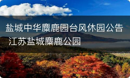 盐城中华麋鹿园台风休园公告 江苏盐城麋鹿公园