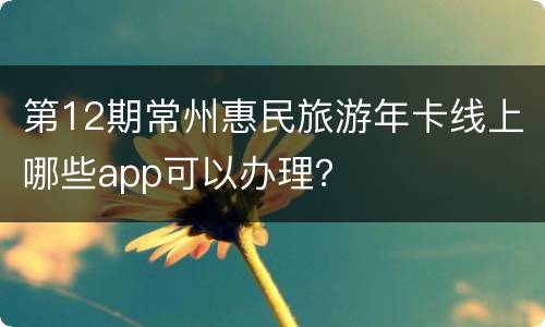 第12期常州惠民旅游年卡线上哪些app可以办理？