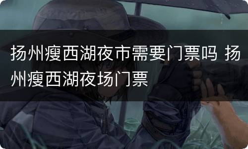扬州瘦西湖夜市需要门票吗 扬州瘦西湖夜场门票