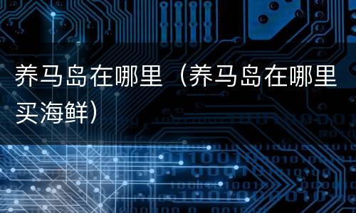 养马岛在哪里（养马岛在哪里买海鲜）