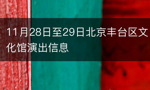 11月28日至29日北京丰台区文化馆演出信息