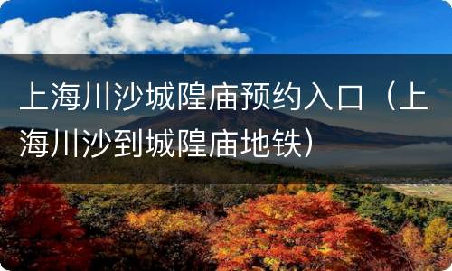 上海川沙城隍庙预约入口（上海川沙到城隍庙地铁）