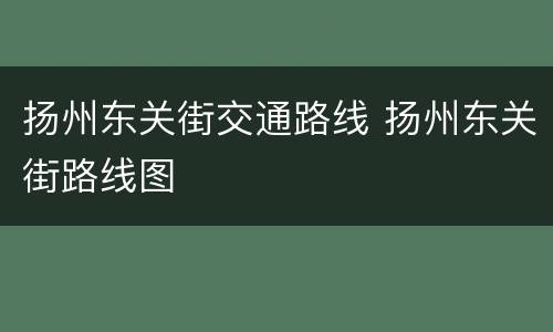 扬州东关街交通路线 扬州东关街路线图