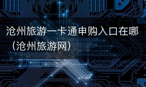 沧州旅游一卡通申购入口在哪（沧州旅游网）