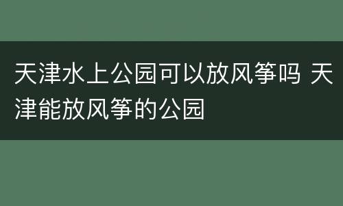天津水上公园可以放风筝吗 天津能放风筝的公园