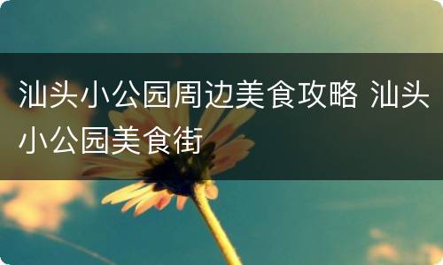 汕头小公园周边美食攻略 汕头小公园美食街