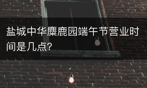 盐城中华麋鹿园端午节营业时间是几点？