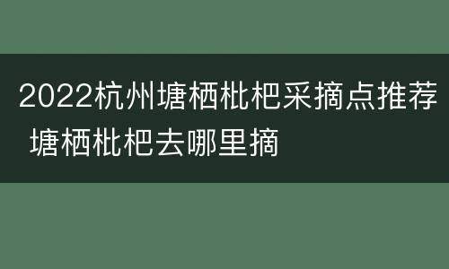 2022杭州塘栖枇杷采摘点推荐 塘栖枇杷去哪里摘