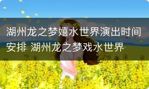 湖州龙之梦嬉水世界演出时间安排 湖州龙之梦戏水世界