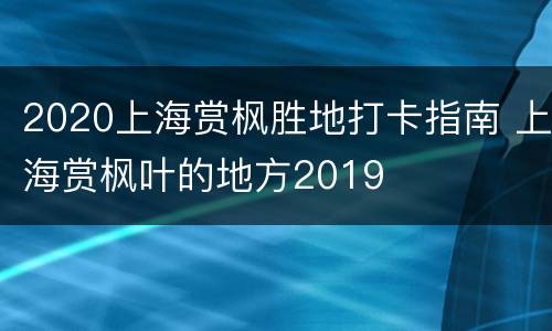 2020上海赏枫胜地打卡指南 上海赏枫叶的地方2019