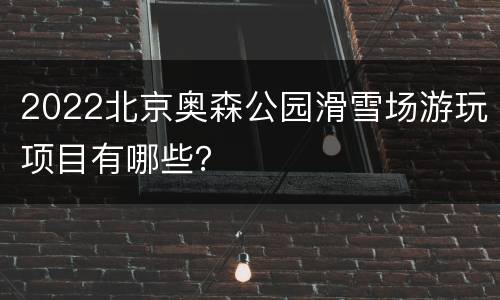 2022北京奥森公园滑雪场游玩项目有哪些？