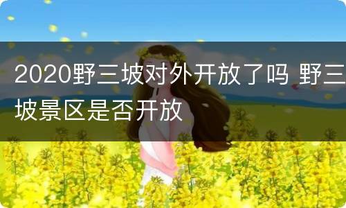 2020野三坡对外开放了吗 野三坡景区是否开放