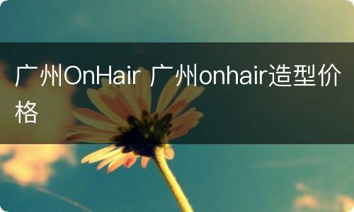 广州OnHair 广州onhair造型价格