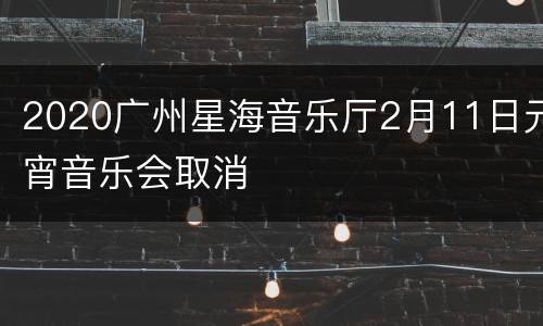 2020广州星海音乐厅2月11日元宵音乐会取消
