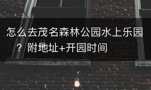 怎么去茂名森林公园水上乐园​？附地址+开园时间