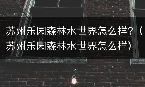 苏州乐园森林水世界怎么样?（苏州乐园森林水世界怎么样）