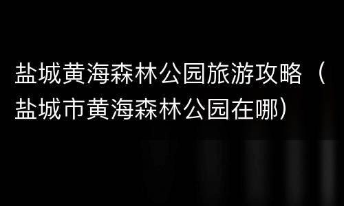 盐城黄海森林公园旅游攻略（盐城市黄海森林公园在哪）