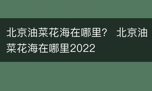 北京油菜花海在哪里？ 北京油菜花海在哪里2022