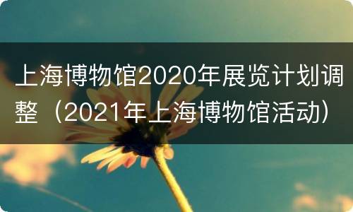 上海博物馆2020年展览计划调整（2021年上海博物馆活动）