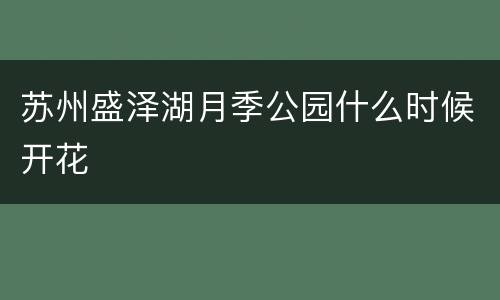 苏州盛泽湖月季公园什么时候开花