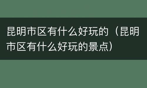 昆明市区有什么好玩的（昆明市区有什么好玩的景点）
