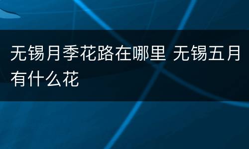 无锡月季花路在哪里 无锡五月有什么花