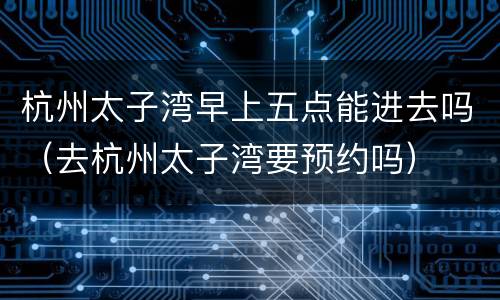 杭州太子湾早上五点能进去吗（去杭州太子湾要预约吗）