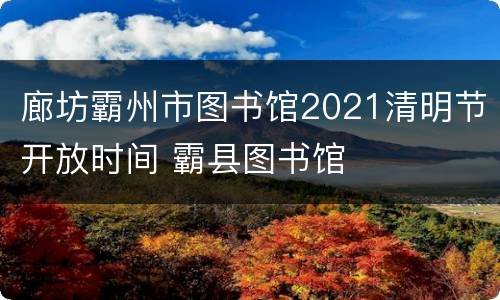 廊坊霸州市图书馆2021清明节开放时间 霸县图书馆