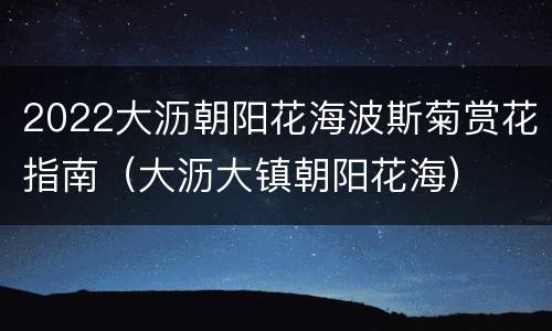 2022大沥朝阳花海波斯菊赏花指南（大沥大镇朝阳花海）