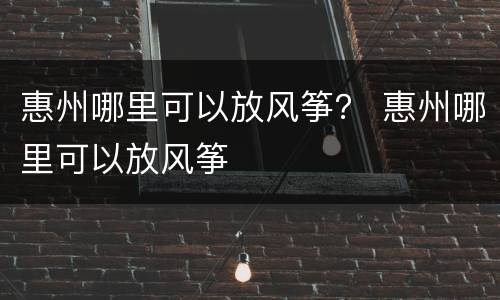 惠州哪里可以放风筝？ 惠州哪里可以放风筝