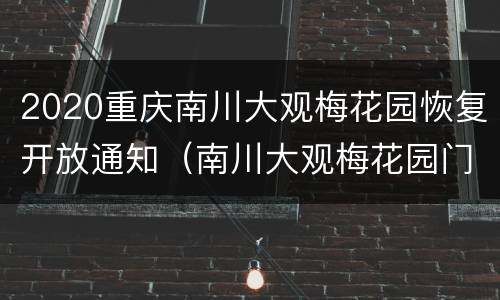 2020重庆南川大观梅花园恢复开放通知（南川大观梅花园门票）