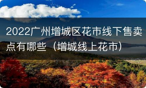 2022广州增城区花市线下售卖点有哪些（增城线上花市）