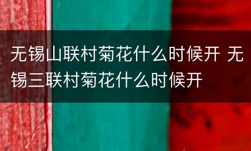 无锡山联村菊花什么时候开 无锡三联村菊花什么时候开