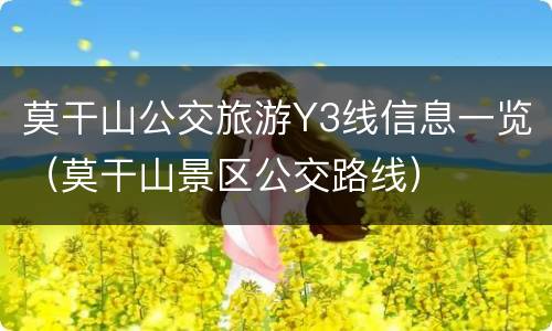 莫干山公交旅游Y3线信息一览（莫干山景区公交路线）