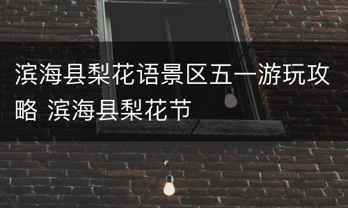 滨海县梨花语景区五一游玩攻略 滨海县梨花节