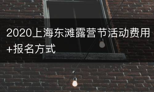 2020上海东滩露营节活动费用+报名方式