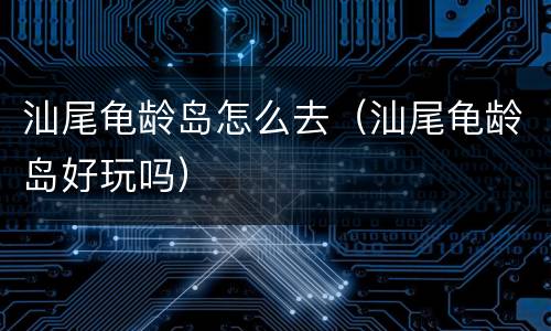 汕尾龟龄岛怎么去（汕尾龟龄岛好玩吗）