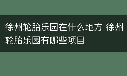 徐州轮胎乐园在什么地方 徐州轮胎乐园有哪些项目